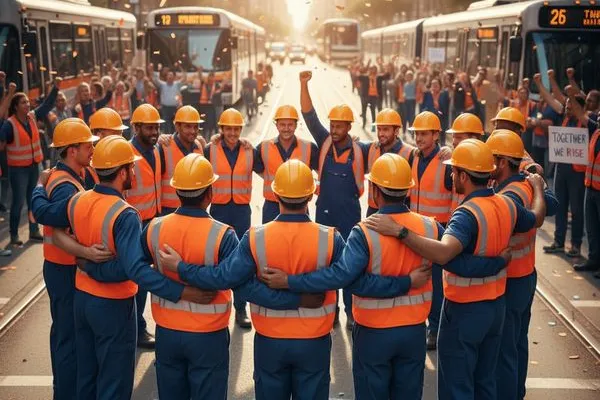 transit workers showing solidarity with each other