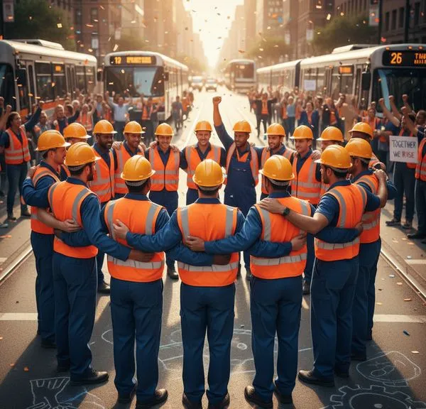 transit workers showing solidarity with each other