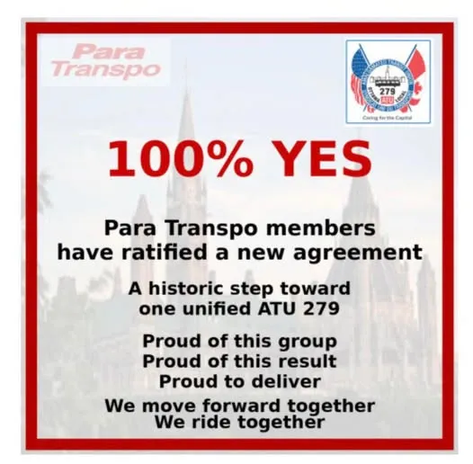 Para Transpo members have ratified a new agreement