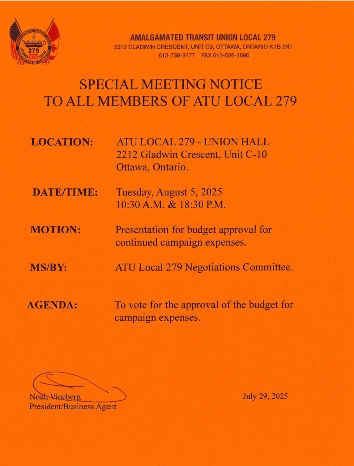Special Meting Notice